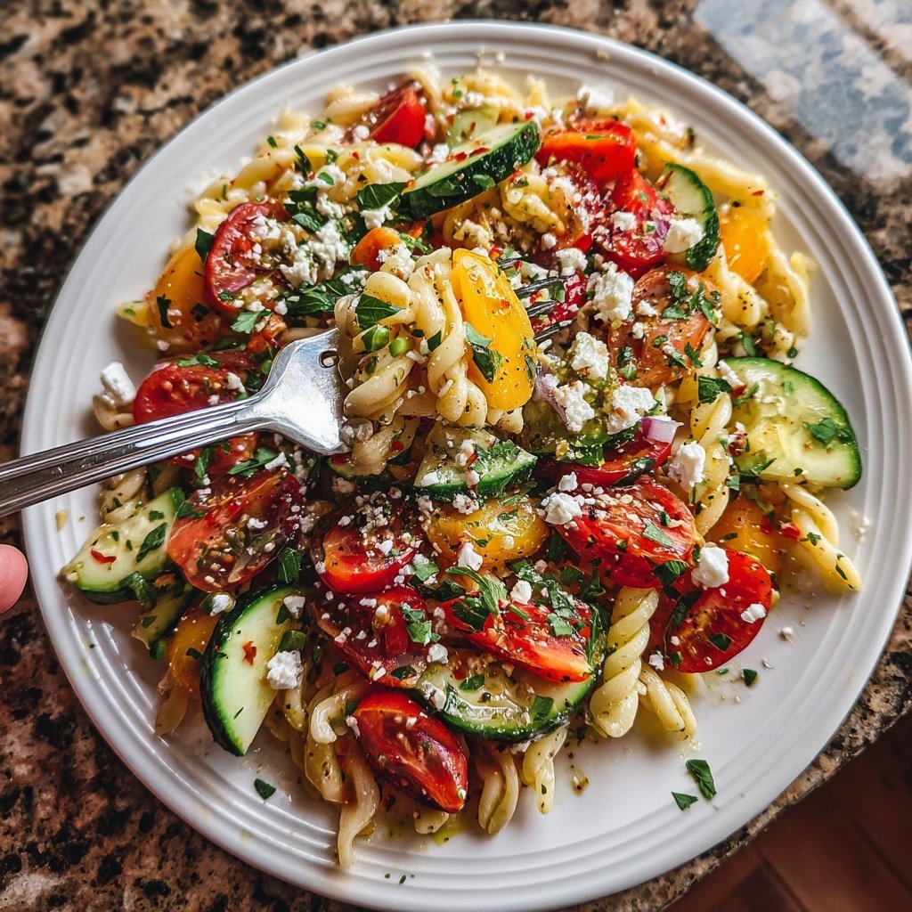 Mediterranean Pasta Salad With Herbs