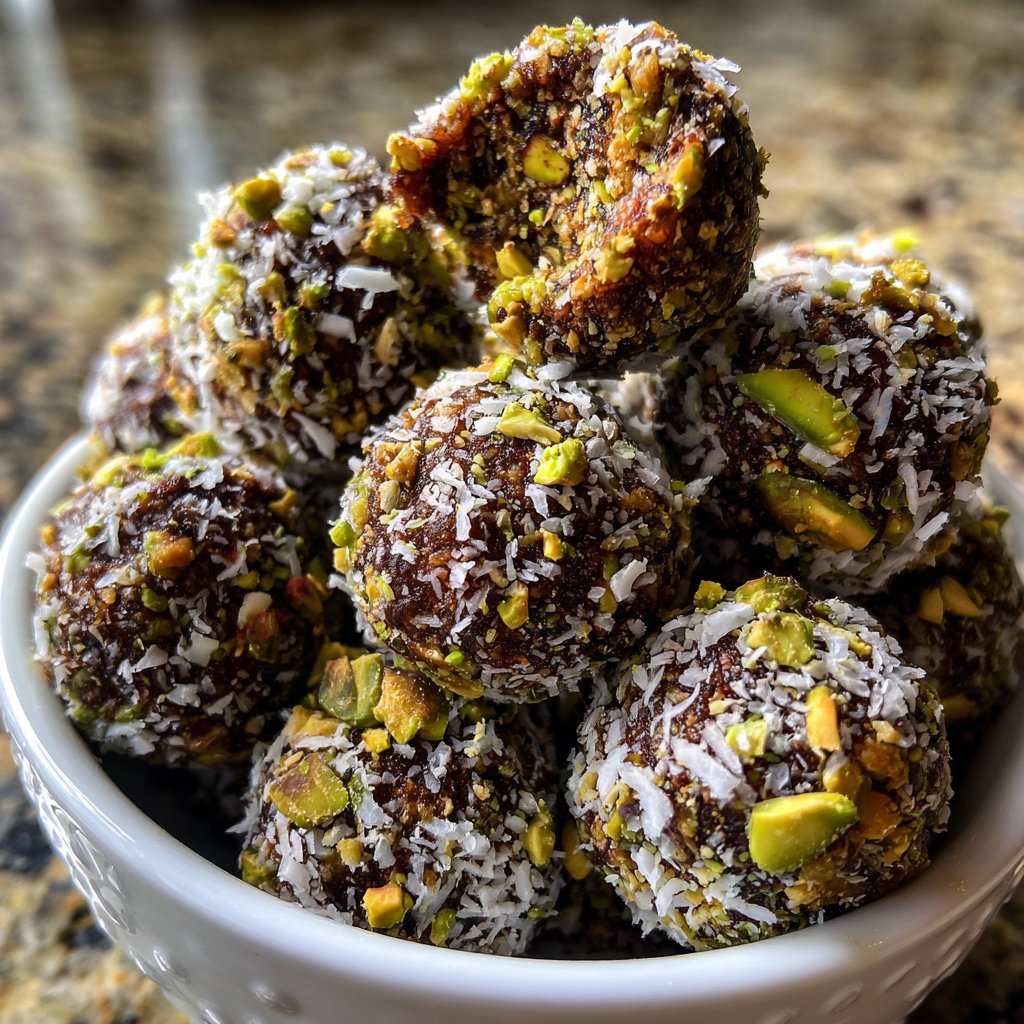 Chocolate Pistachio Coconut Bites