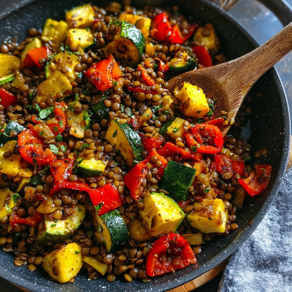Roasted Veggie Lentil Skillet