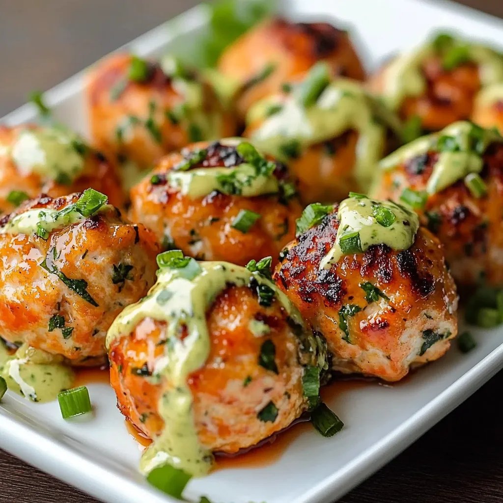 Salmon Meatballs with Creamy Avocado Sauce