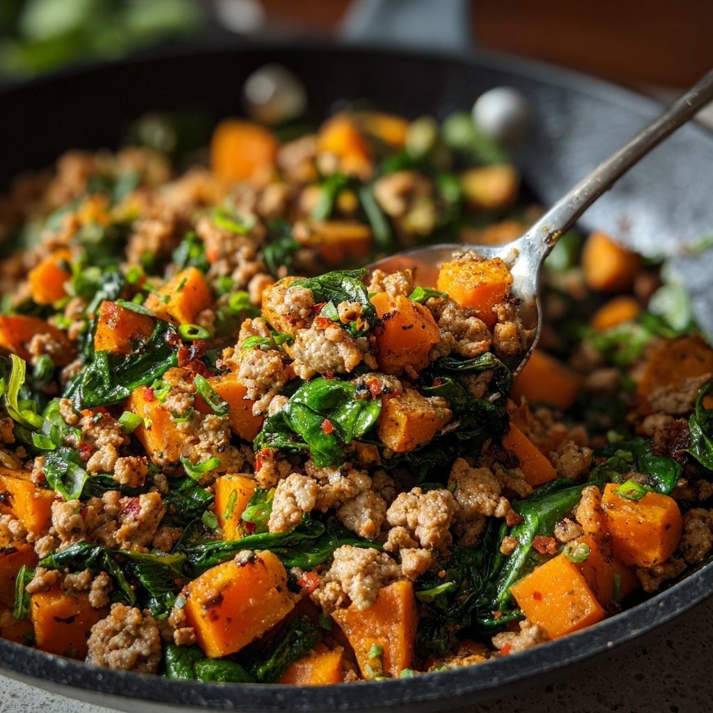 Ground Turkey And Sweet Potato Skillet