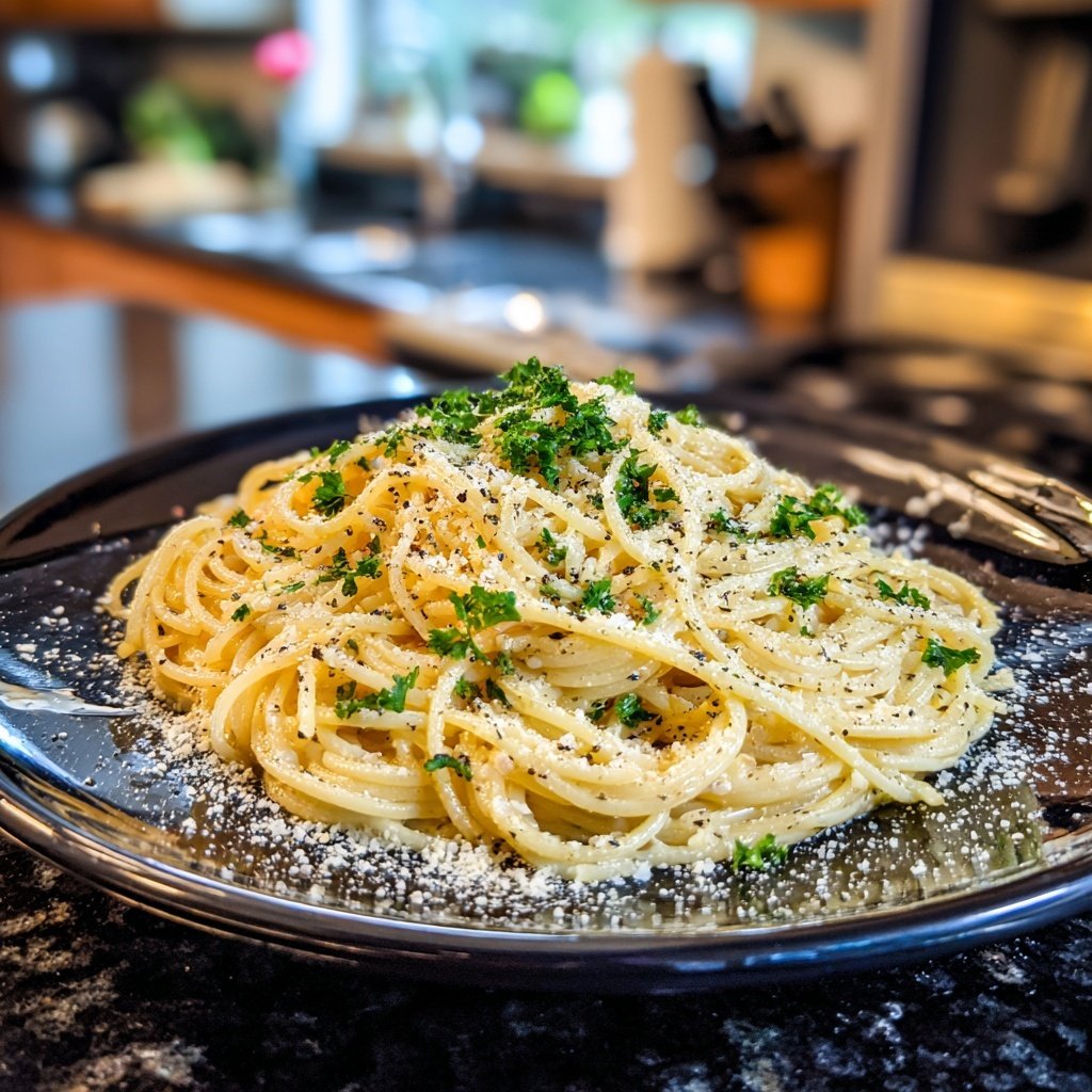 Angel Hair Pasta With Garlic Parmesan Sauce